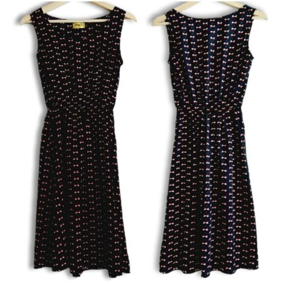 MAX C London Waist-Defined Knee Length Midi Dress Navy Blue Sz S - Picture 2 of 11